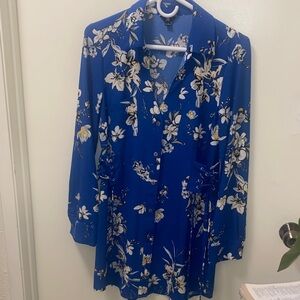 Floral Blue Trench Coat